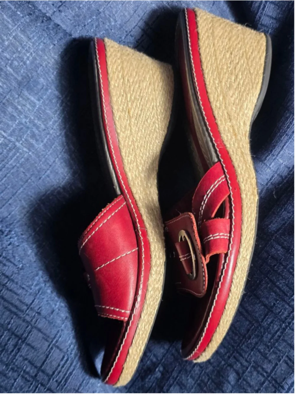 Women's Croft & Barrow Red Espadrille Wedge Sandals Size 7.5 feminine sexy y2k